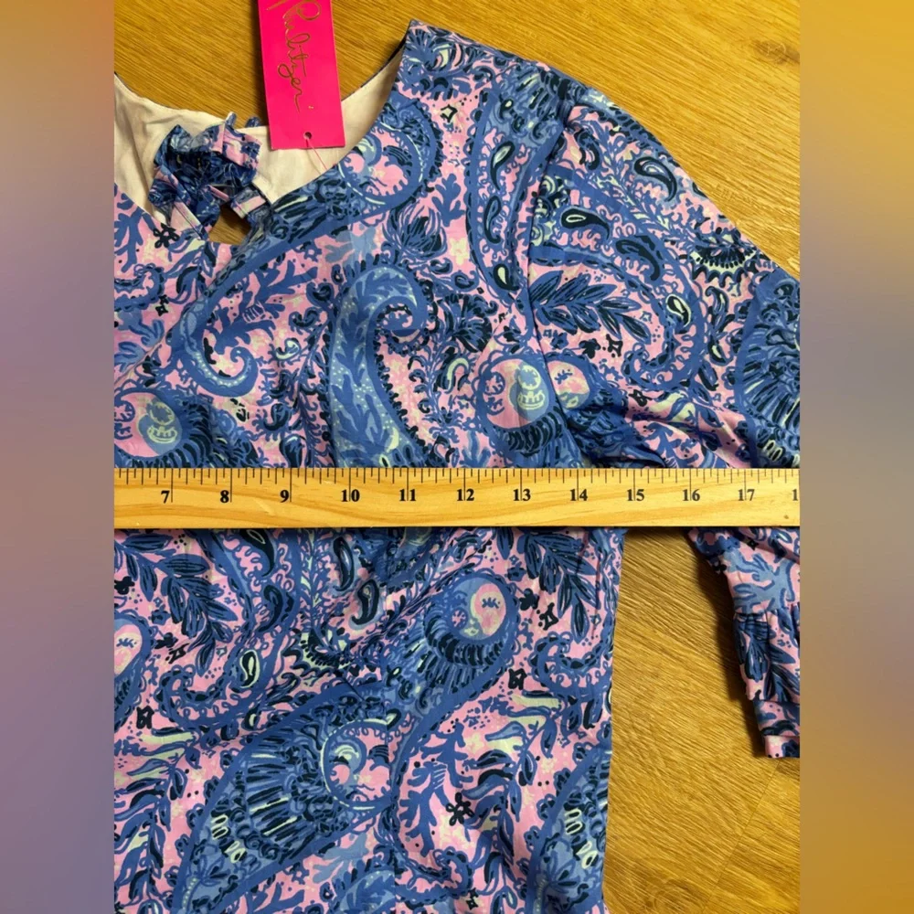 Lilly Pulitzer NWT Paisley Dress Size 00 Blue Pink Beach Vacation Summer - Picture 3 of 4